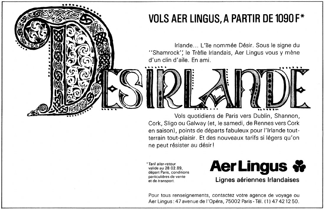 Advert Aer Lingus 1989